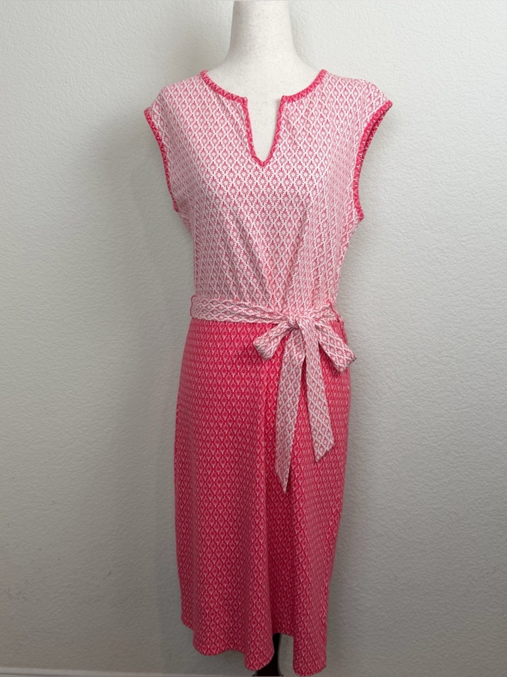 Boden Nina Pink Geometric Cap Sleeve Dress